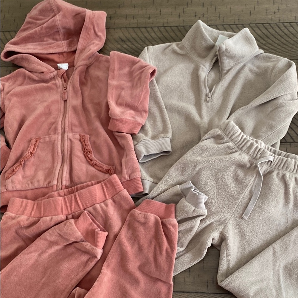 H&M Kids Pink and Cream Jogger Sets, 3T